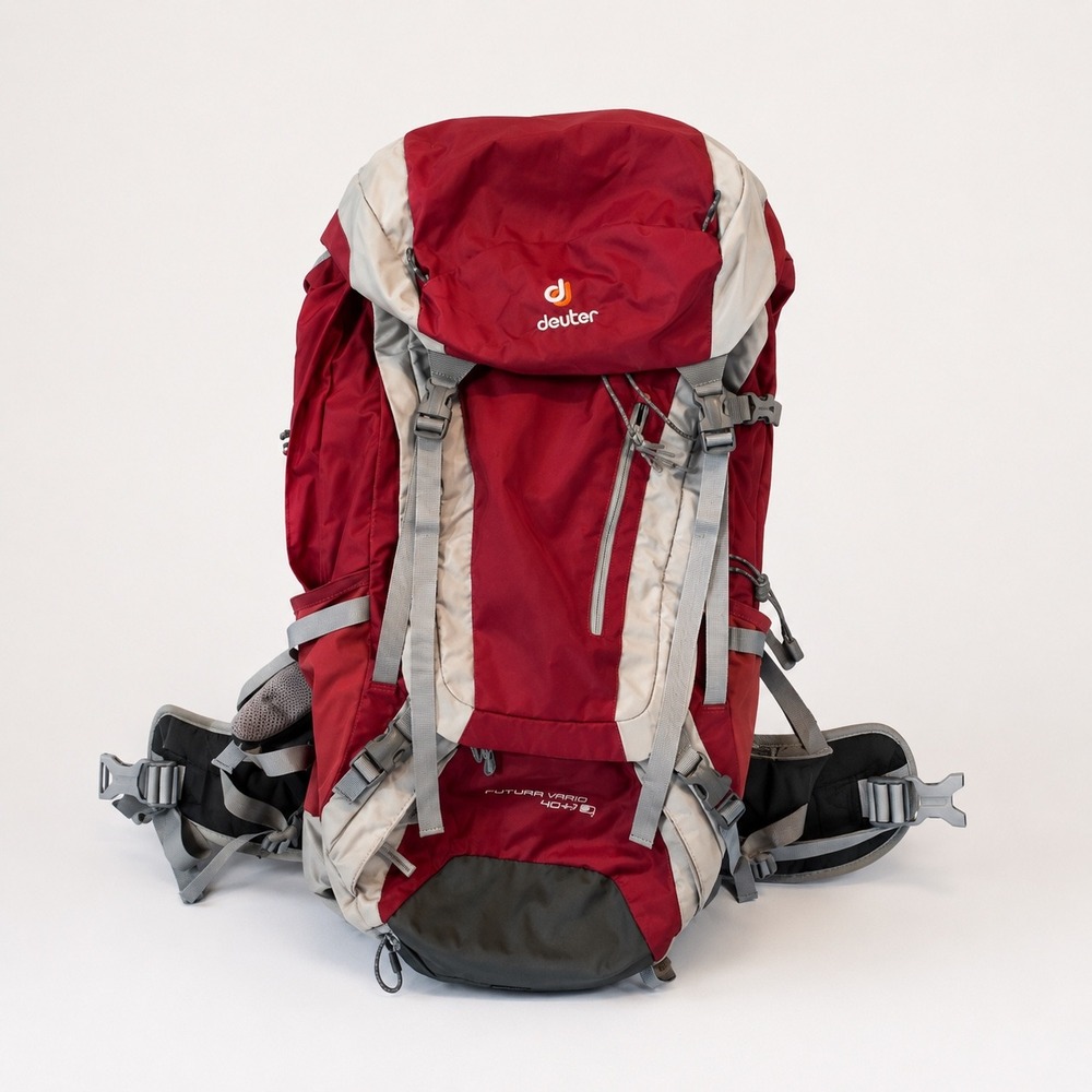 Deuter Futura Vario 45+10 SL Backpack Womens Red Gray Hiking Camping Pack